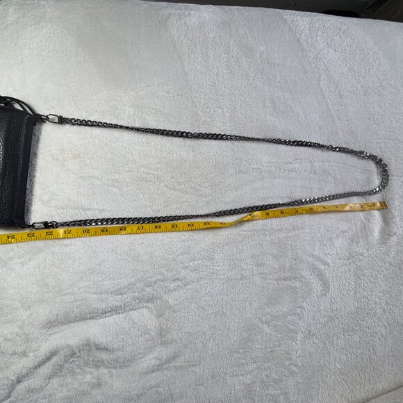 Rebecca Minkoff Black Fringe Crossbody Bag | Leather Chain Strap Boho Festival - Picture 7 of 7